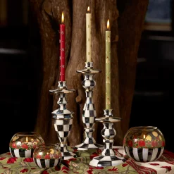 Courtly Check Enamel Candlestick - Medium|MacKenzie-Childs Discount