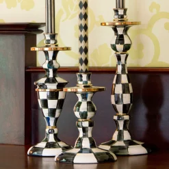 Courtly Check Enamel Candlestick - Medium|MacKenzie-Childs Discount