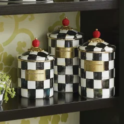Courtly Check Enamel Canister - Small|MacKenzie-Childs Online