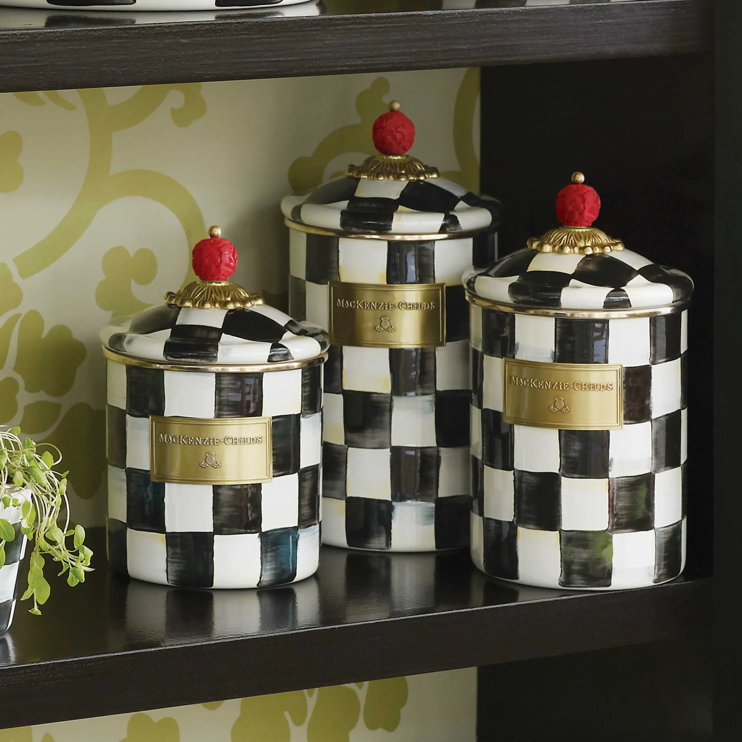 Courtly Check Enamel Canister - Small|MacKenzie-Childs Online