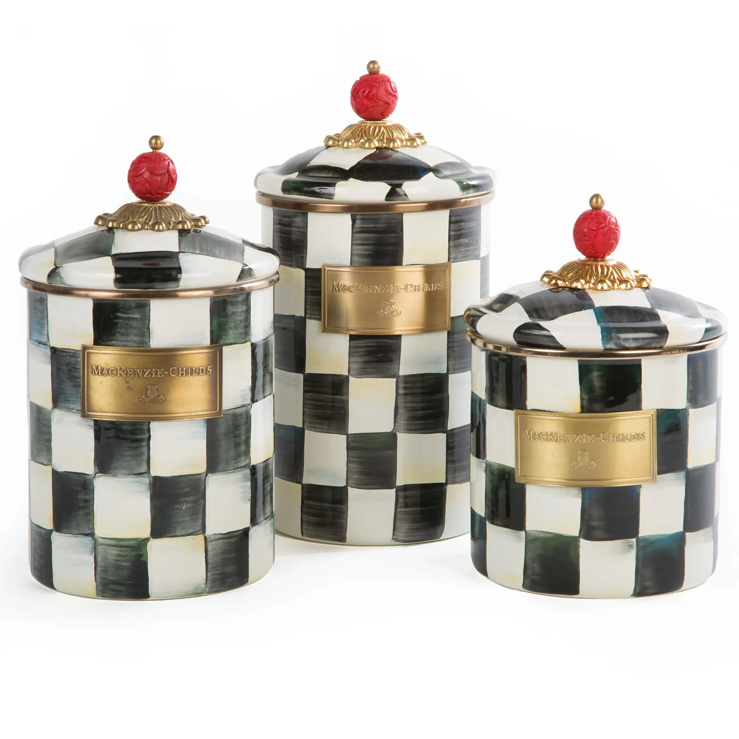 Courtly Check Enamel Canister - Small|MacKenzie-Childs Online
