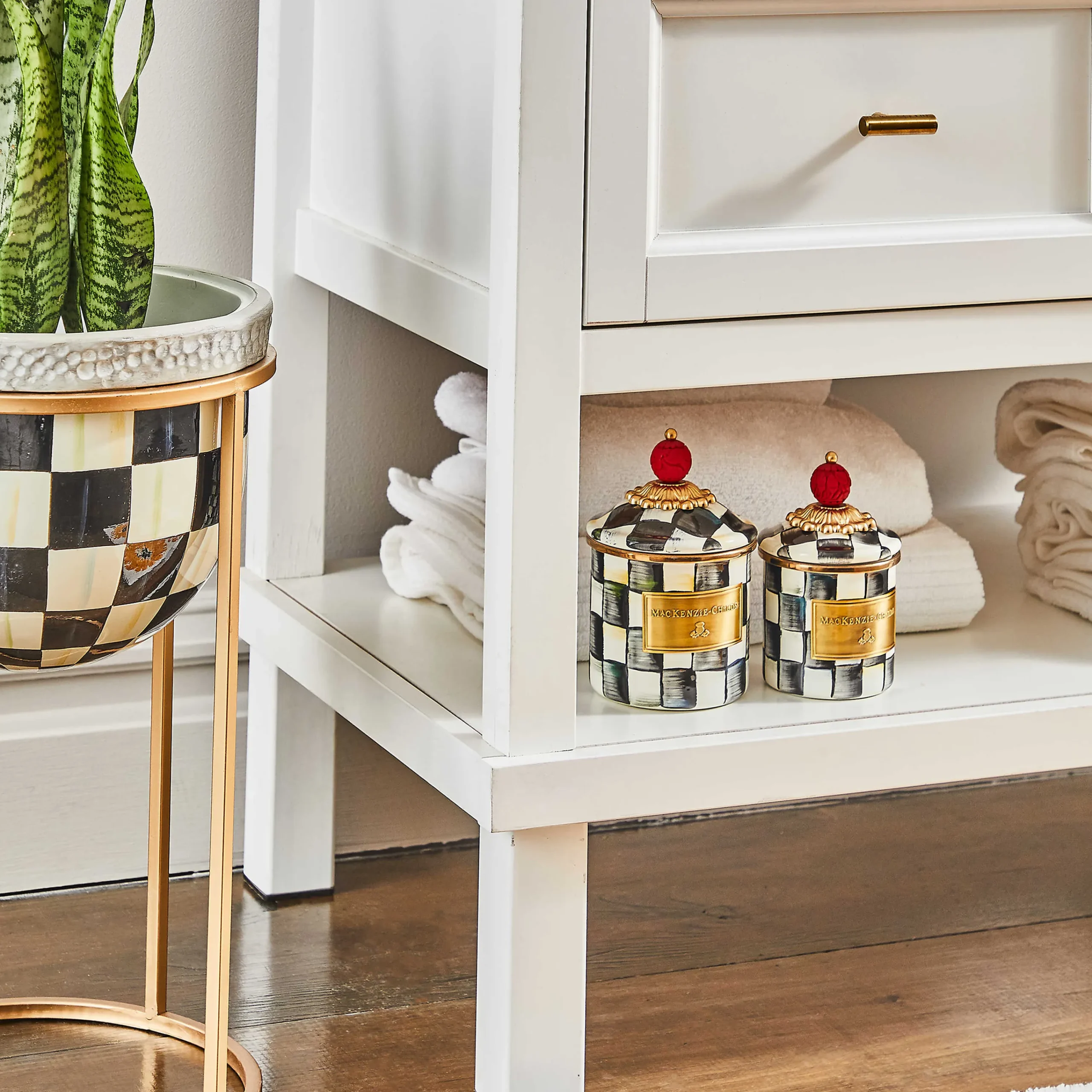 Courtly Check Enamel Canister - Mini|MacKenzie-Childs Outlet