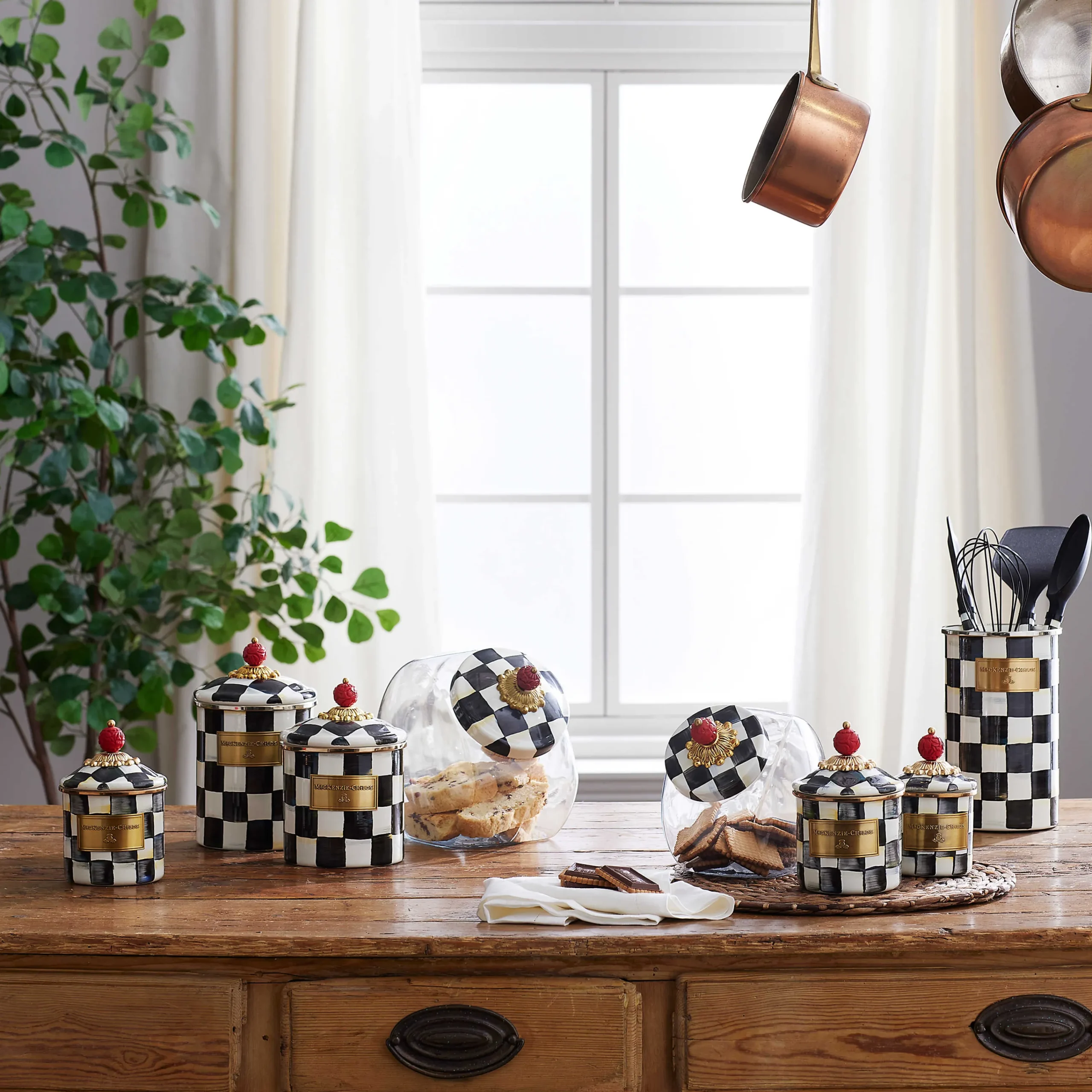 Courtly Check Enamel Canister - Mini|MacKenzie-Childs Outlet
