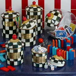 Courtly Check Enamel Canister - Medium|MacKenzie-Childs Discount