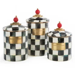 Courtly Check Enamel Canister - Medium|MacKenzie-Childs Discount