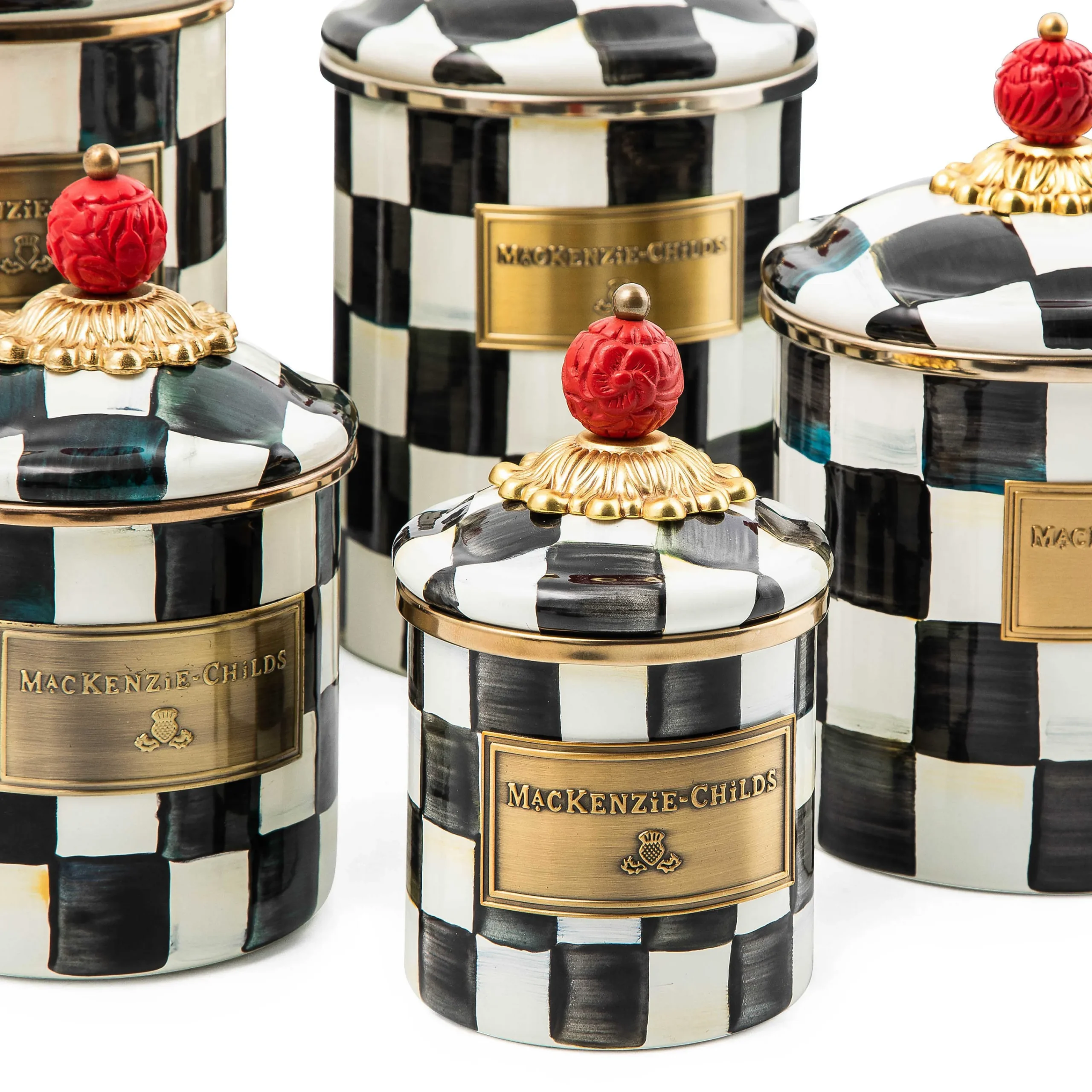 Courtly Check Enamel Canister - Demi|MacKenzie-Childs Online