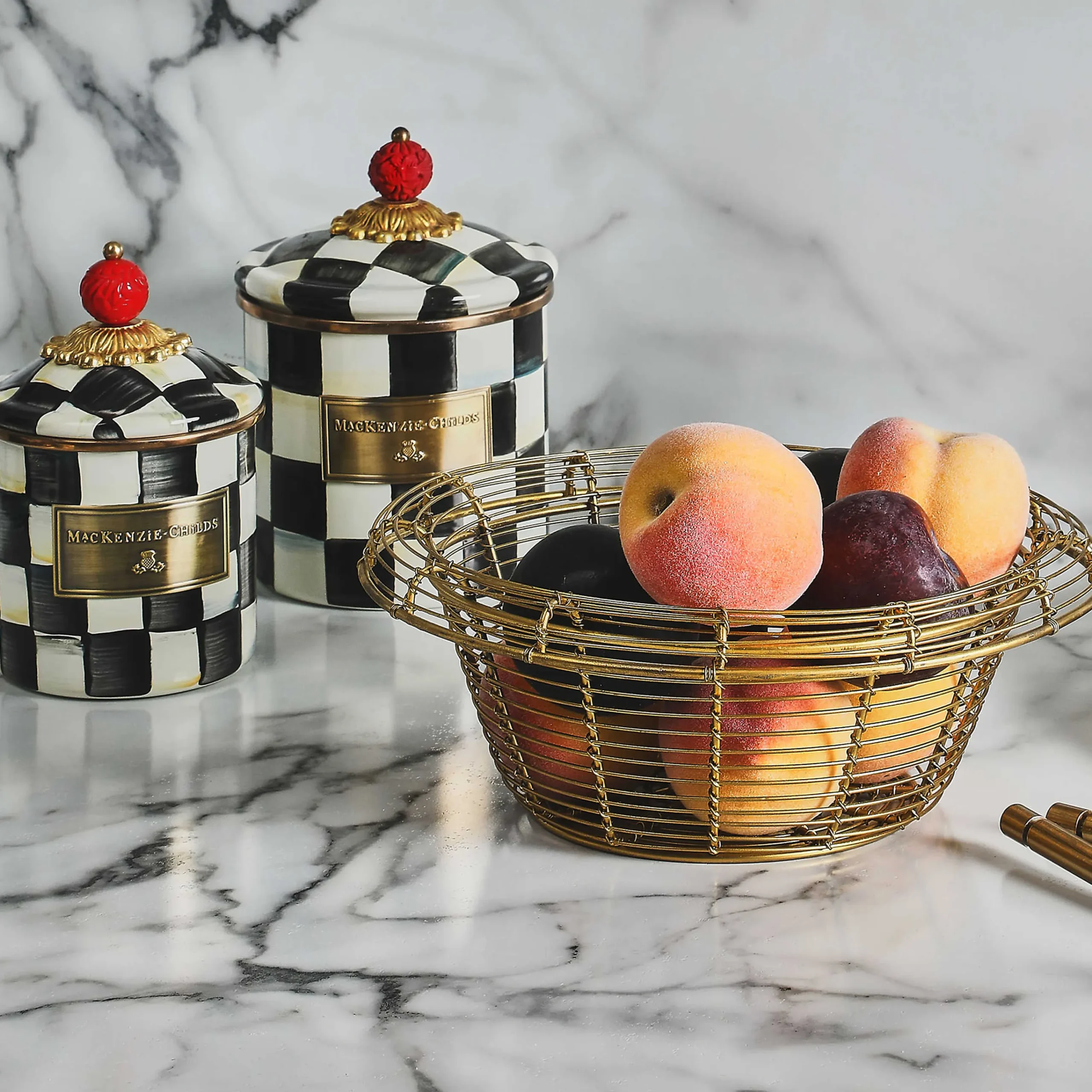 Courtly Check Enamel Canister - Demi|MacKenzie-Childs Online