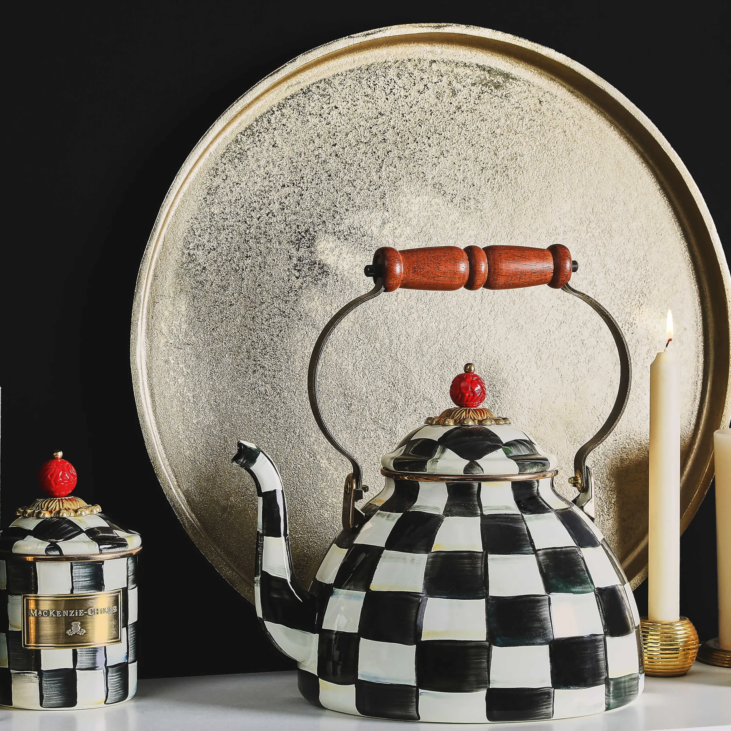 Courtly Check Enamel Canister - Demi|MacKenzie-Childs Online