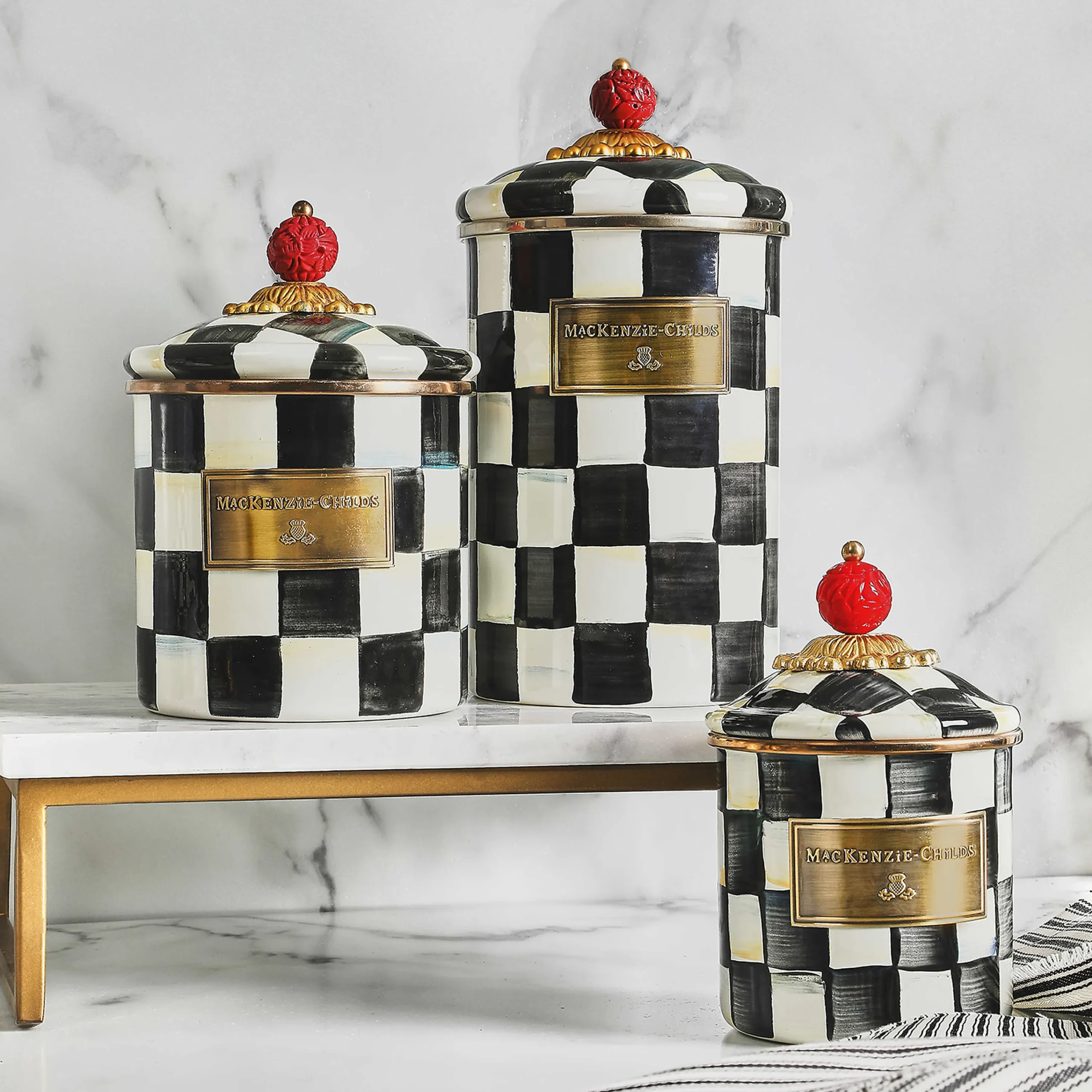 Courtly Check Enamel Canister - Demi|MacKenzie-Childs Online