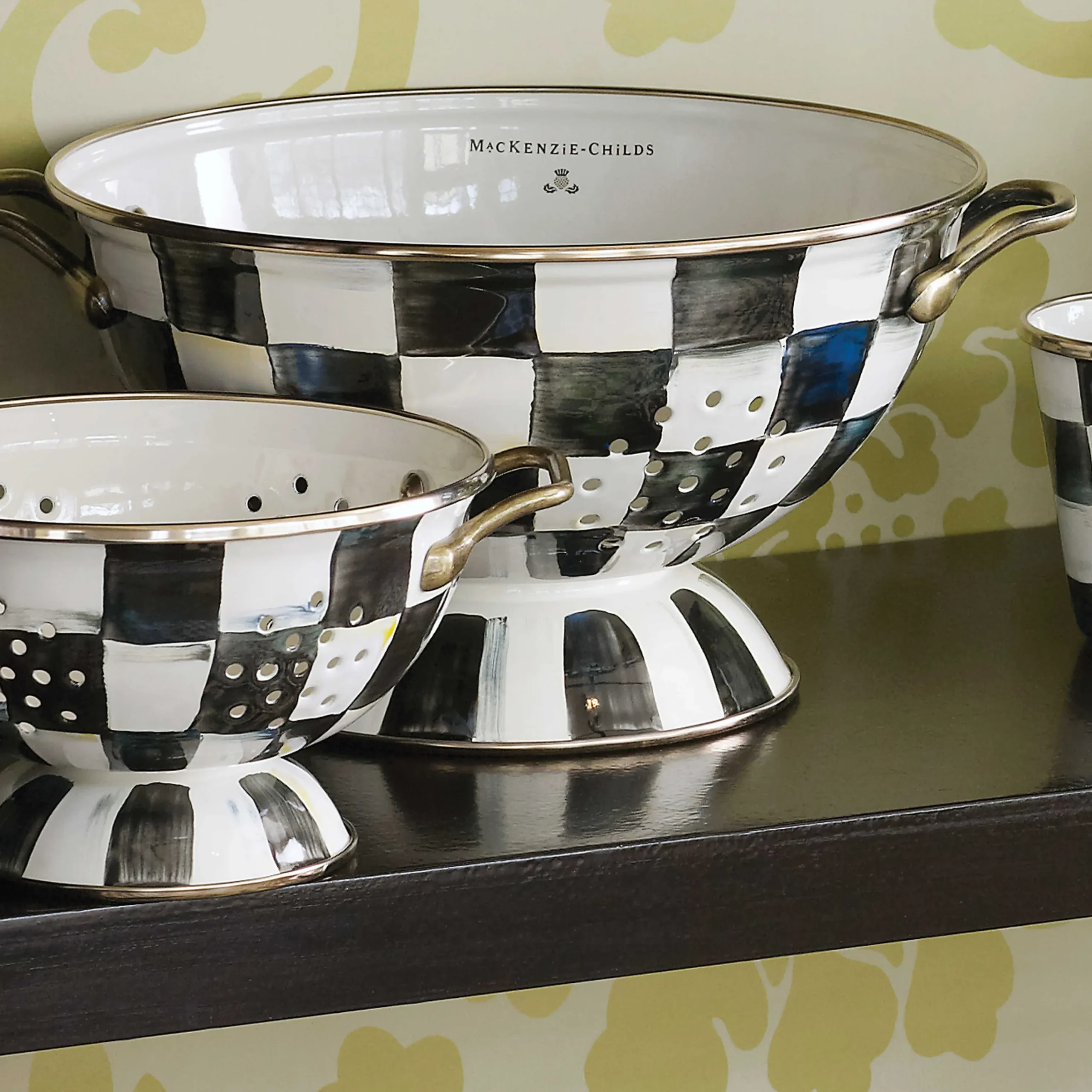 Courtly Check Enamel Colander - Large|MacKenzie-Childs Clearance