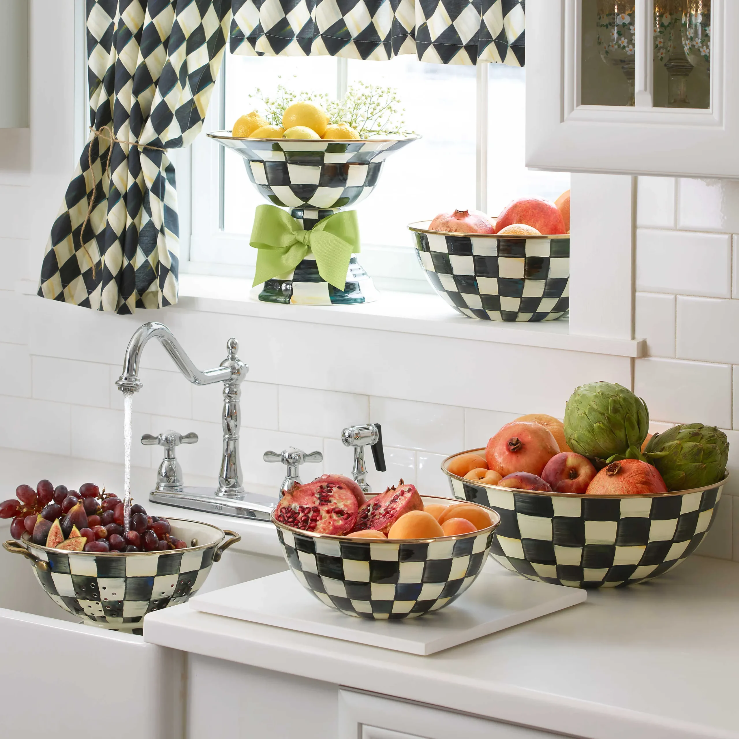 Courtly Check Enamel Colander - Large|MacKenzie-Childs Clearance