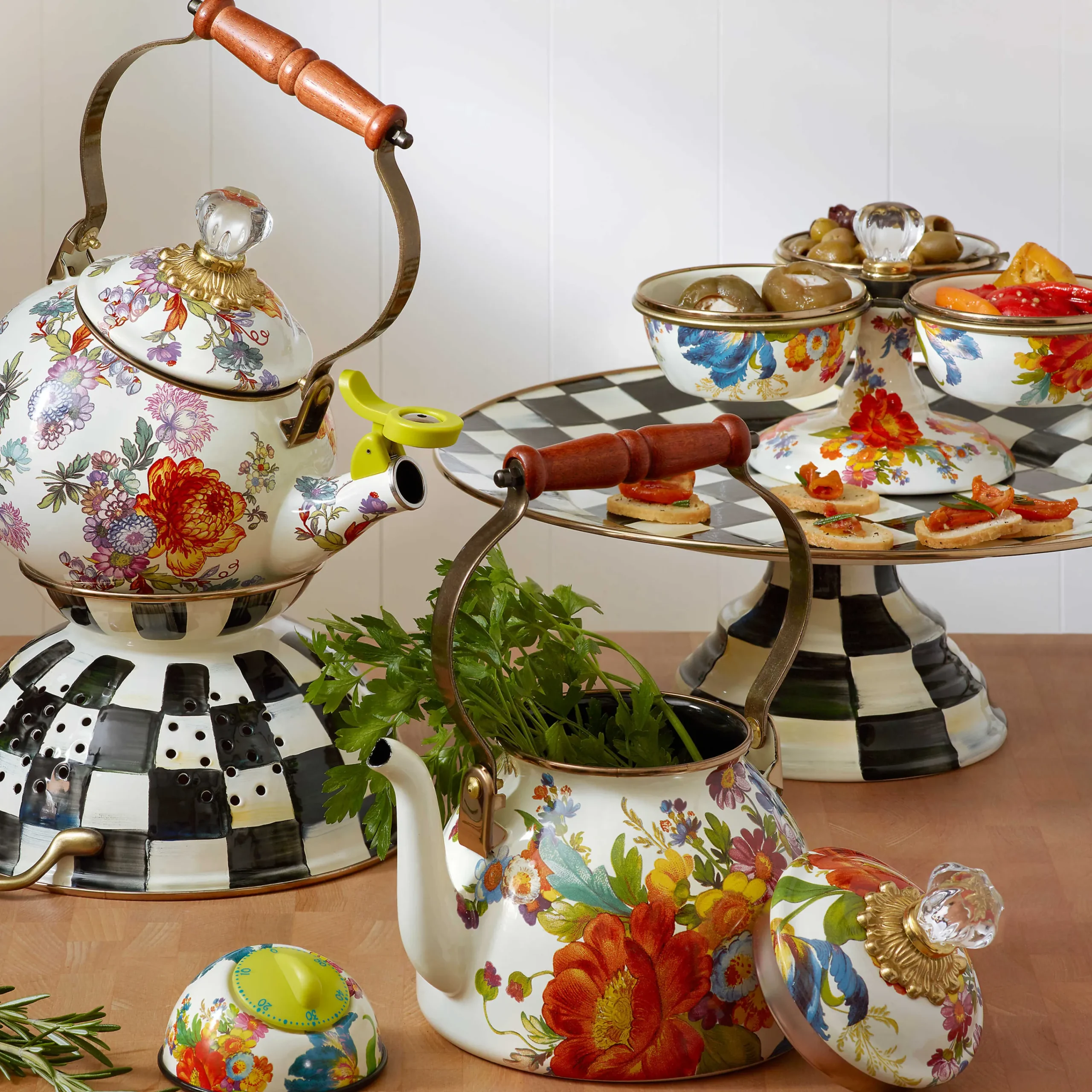 Courtly Check Enamel Colander - Large|MacKenzie-Childs Clearance