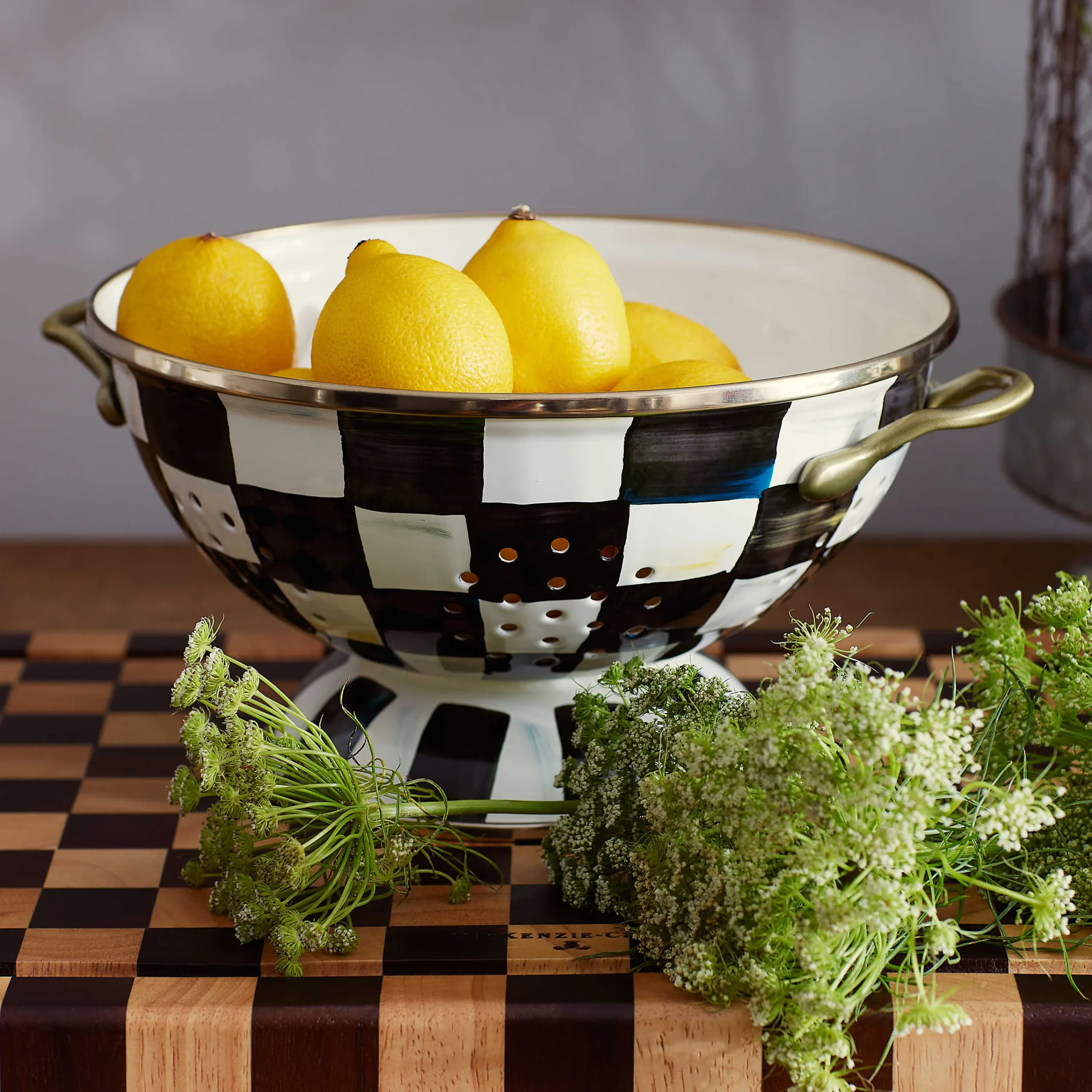 Courtly Check Enamel Colander - Large|MacKenzie-Childs Clearance