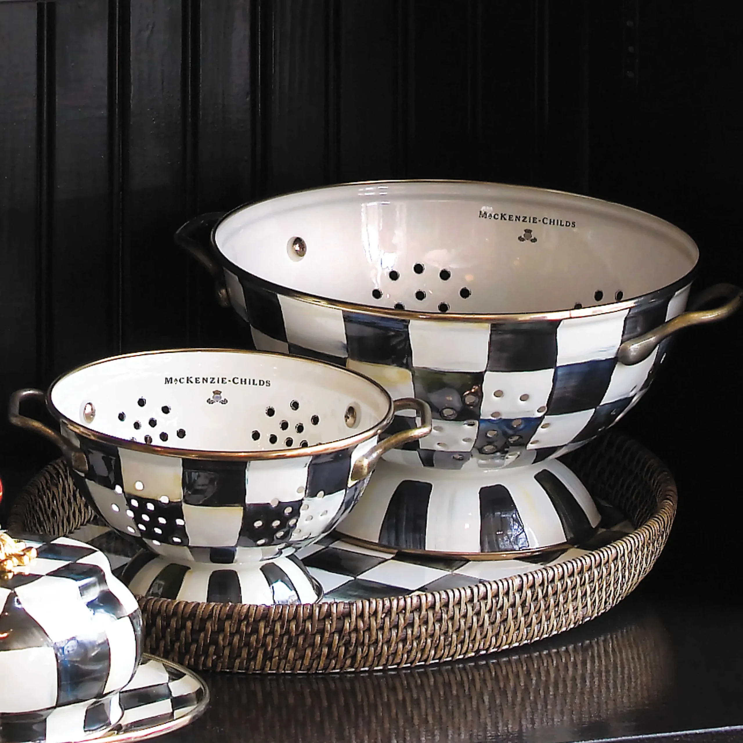 Courtly Check Enamel Colander - Small|MacKenzie-Childs Clearance