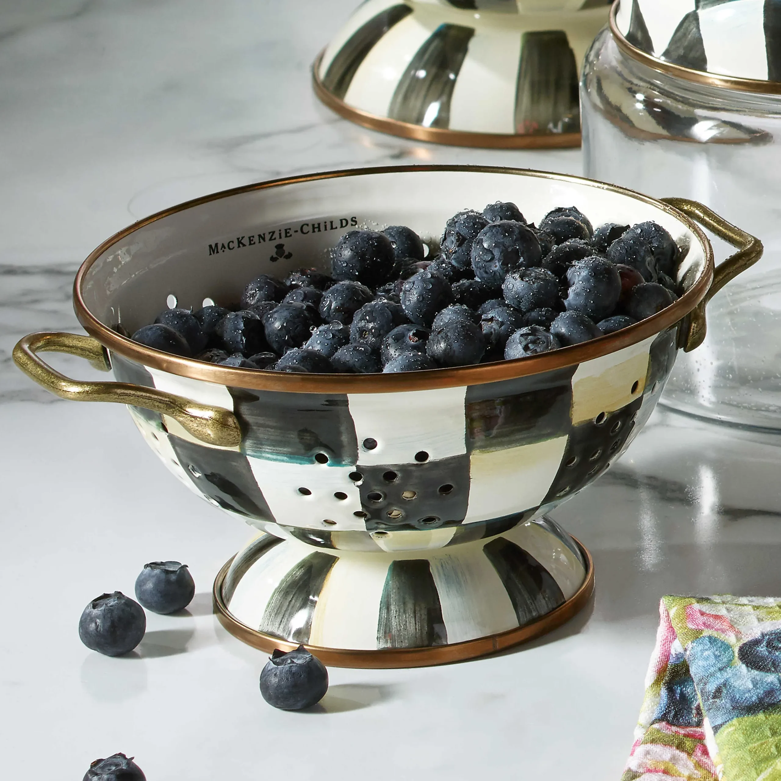 Courtly Check Enamel Colander - Small|MacKenzie-Childs Clearance