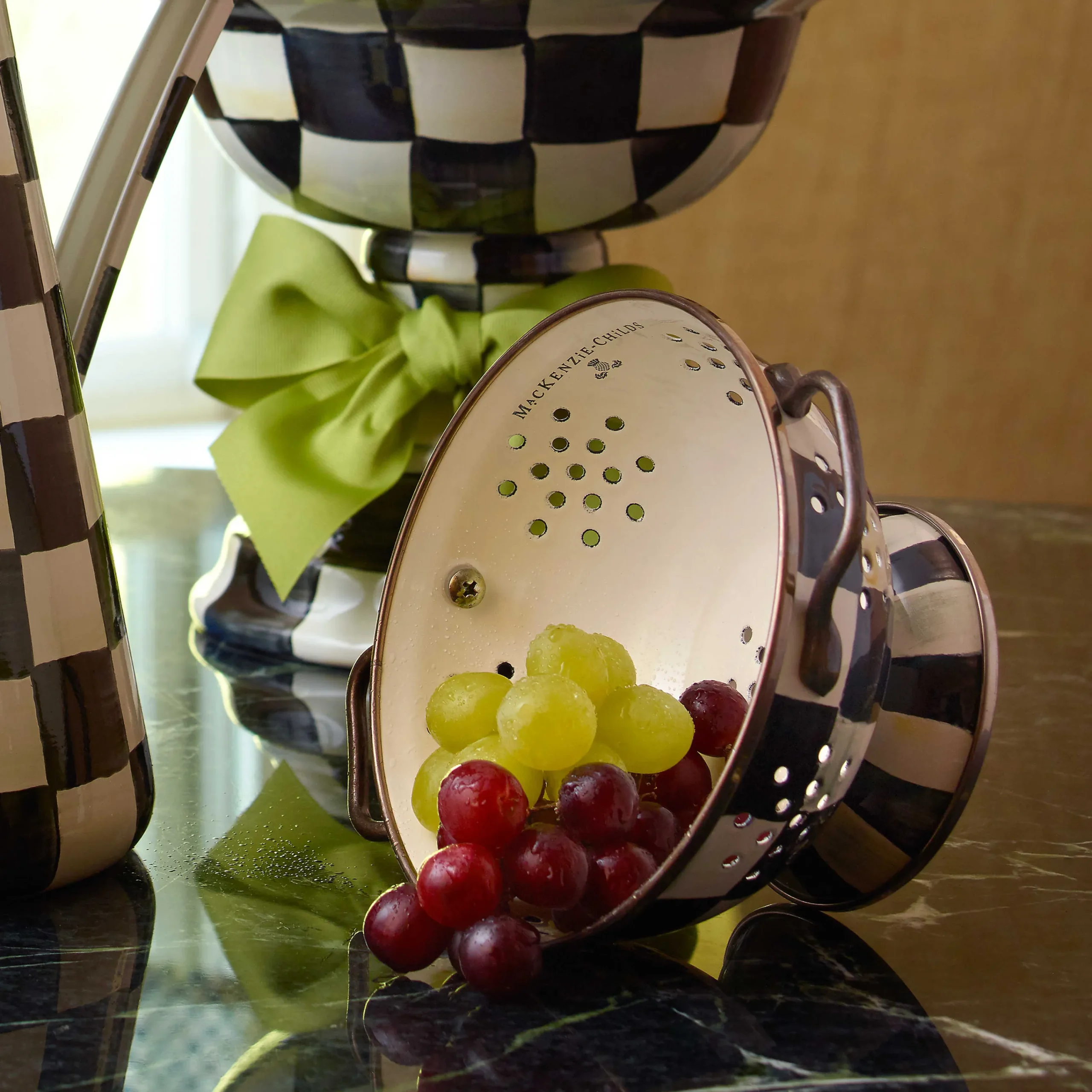Courtly Check Enamel Colander - Small|MacKenzie-Childs Clearance