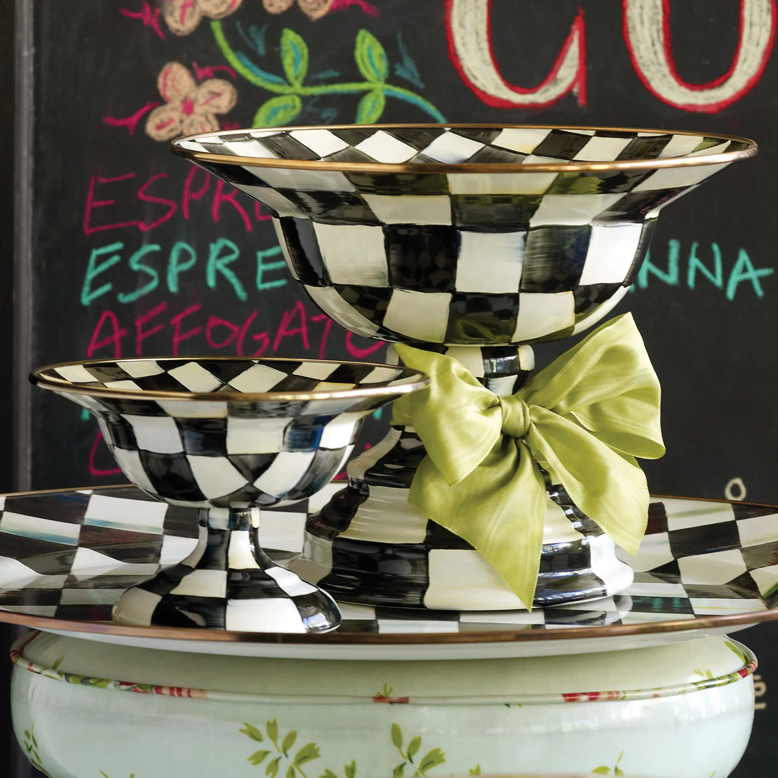 Courtly Check Enamel Compote - Small|MacKenzie-Childs New