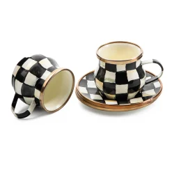 Courtly Check Enamel Espresso Cup & Saucer Set|MacKenzie-Childs Discount