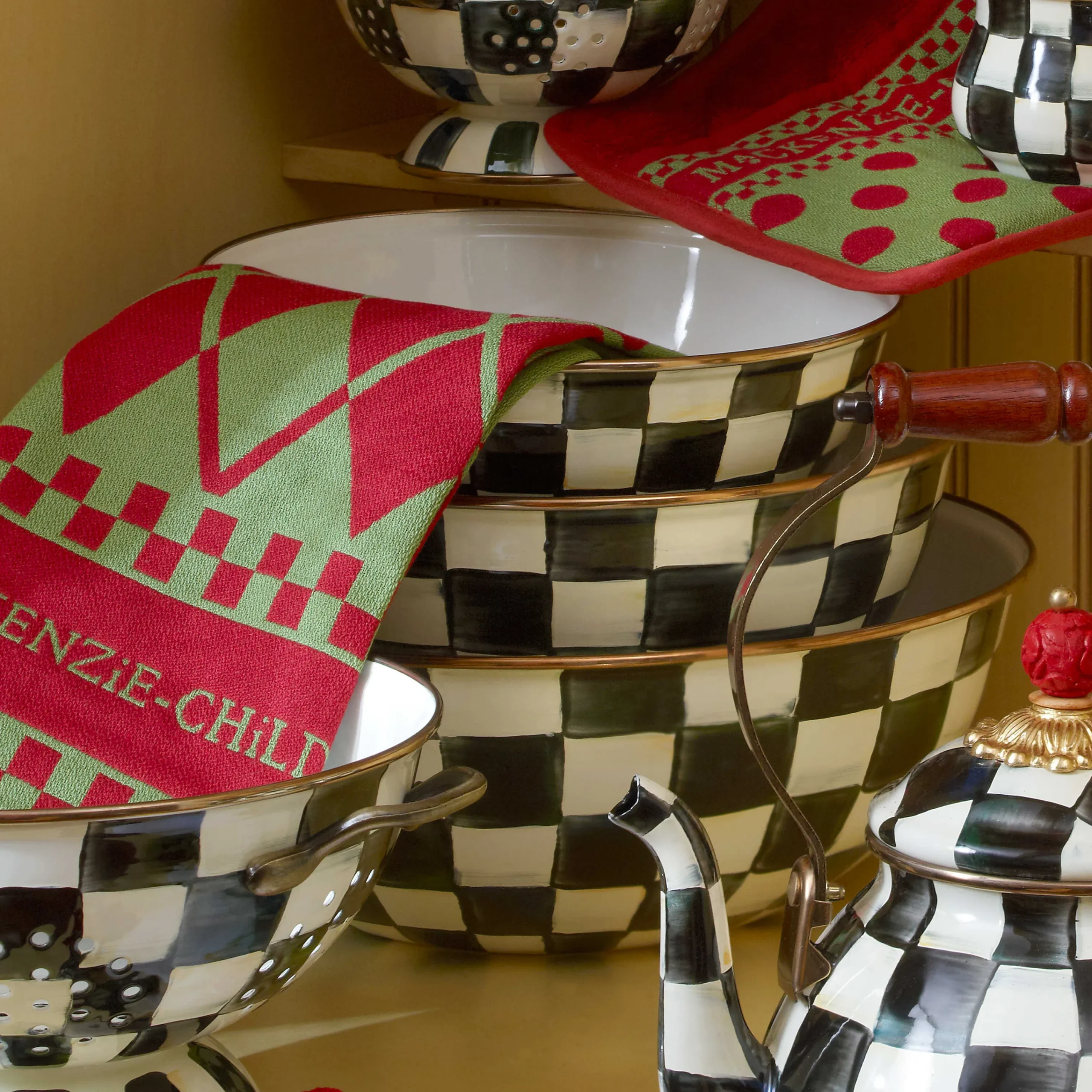 Courtly Check Enamel Everyday Bowl - Large|MacKenzie-Childs