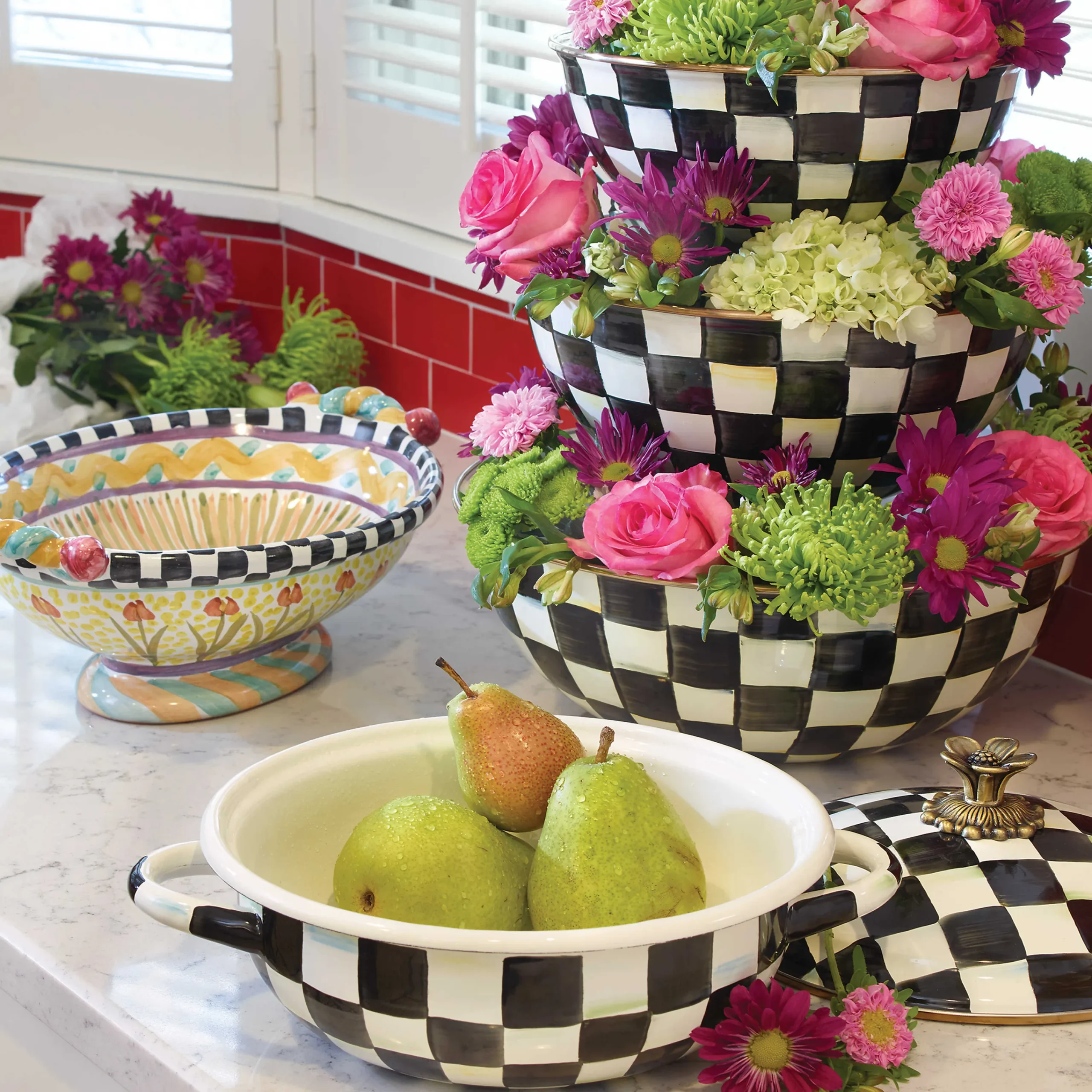 Courtly Check Enamel Everyday Bowl - Large|MacKenzie-Childs