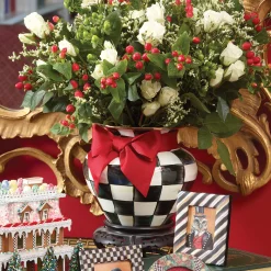 Courtly Check Enamel Large Vase - Red Bow|MacKenzie-Childs Hot