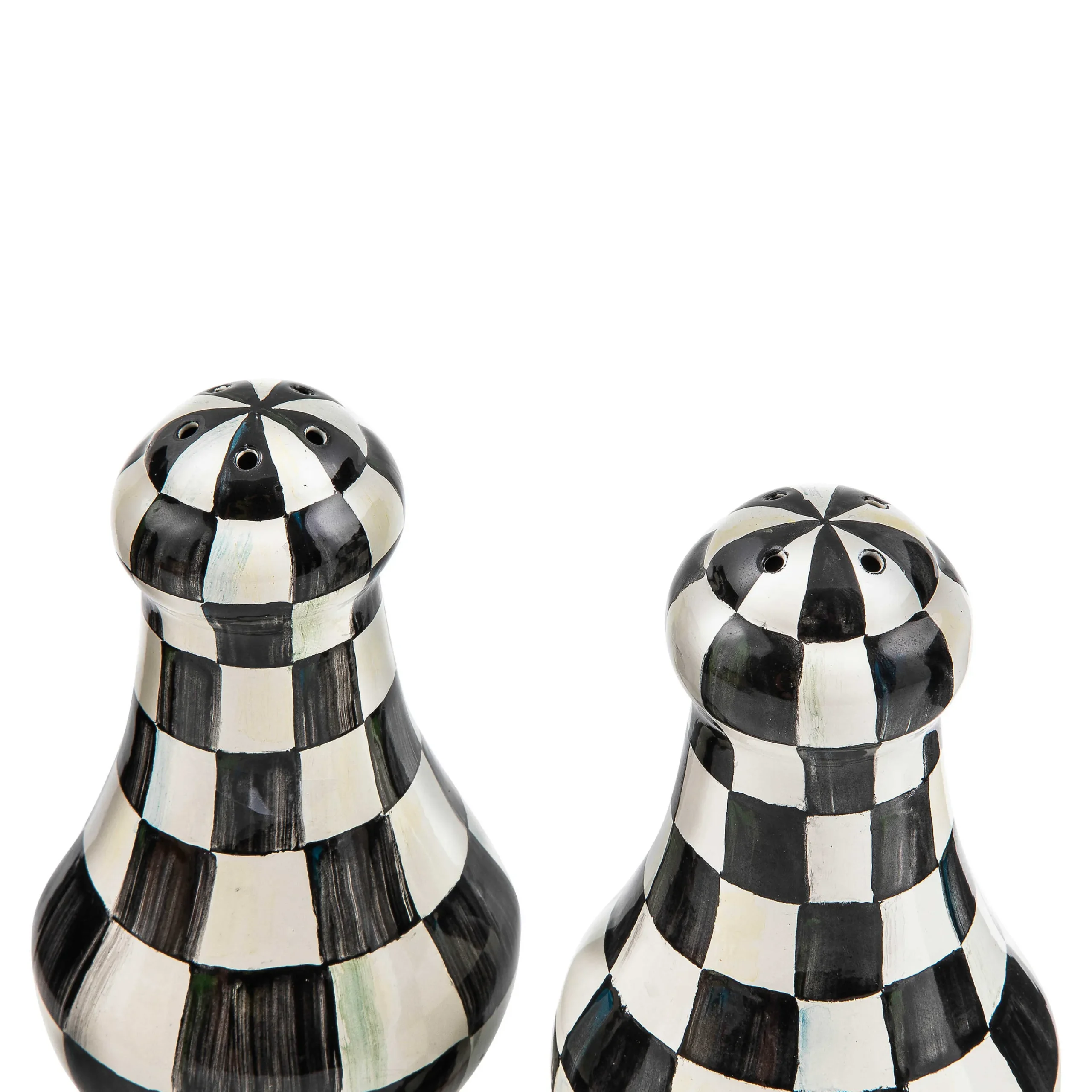 Courtly Check Enamel Large Salt & Pepper Shakers|MacKenzie-Childs Clearance