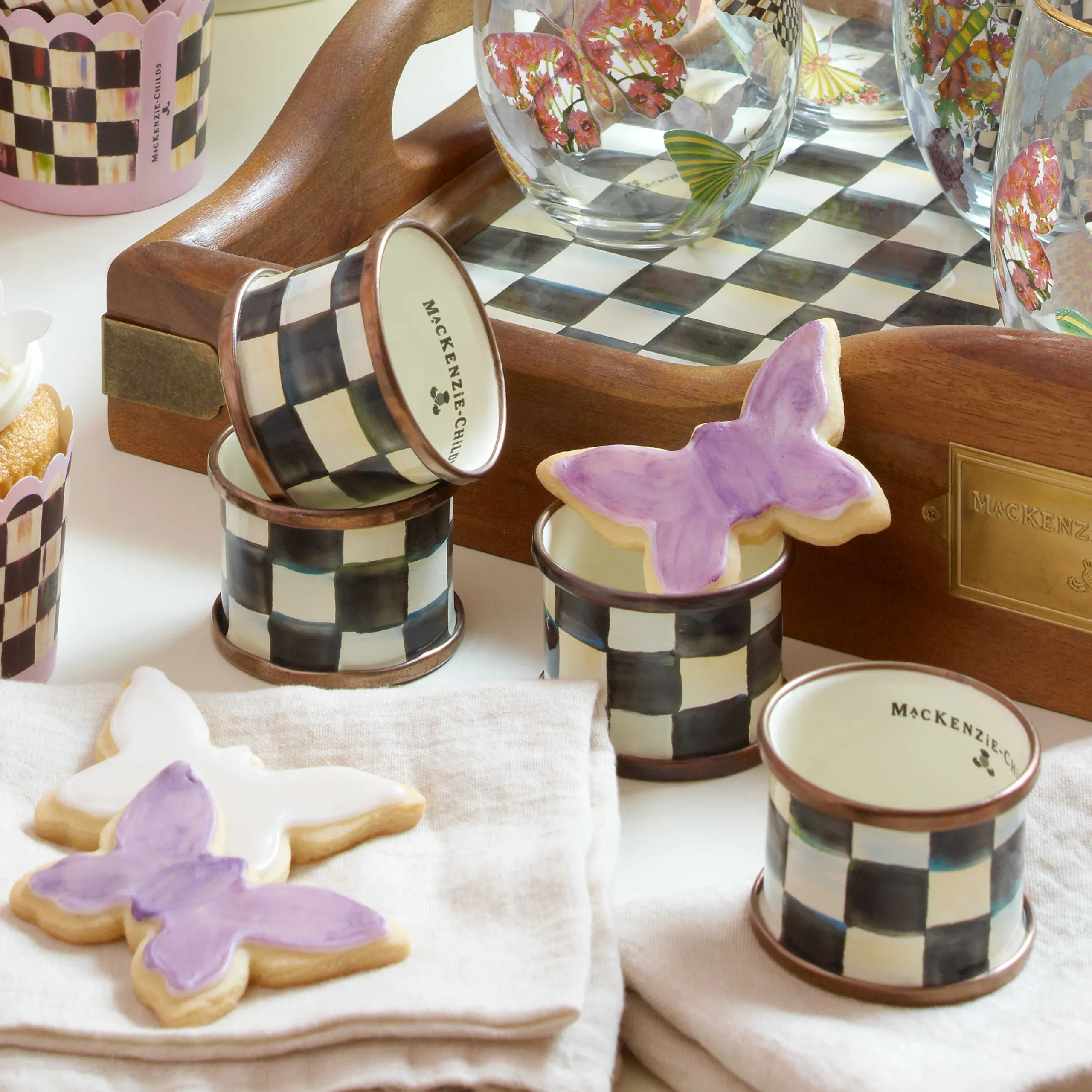 Courtly Check Enamel Napkin Rings - Set Of 4|MacKenzie-Childs Best