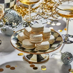 Courtly Check Enamel Pedestal Platter - Mini|MacKenzie-Childs Clearance