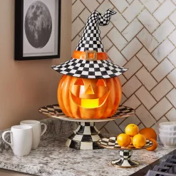 Courtly Check Enamel Pedestal Platter - Mini|MacKenzie-Childs Clearance