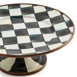 Courtly Check Enamel Pedestal Platter - Mini|MacKenzie-Childs Clearance