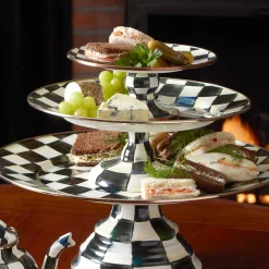 Courtly Check Enamel Pedestal Platter - Mini|MacKenzie-Childs Clearance