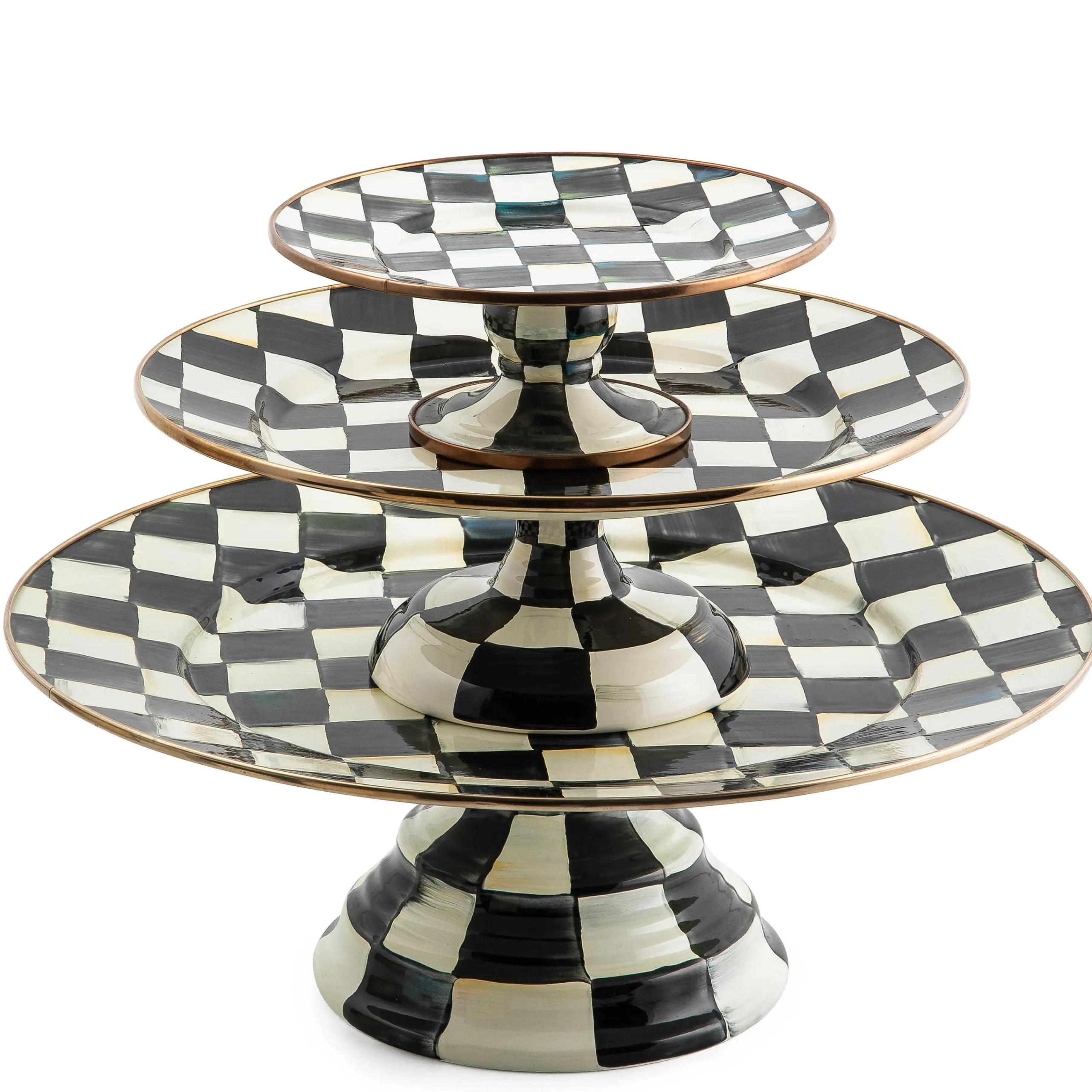 Courtly Check Enamel Pedestal Platter - Large|MacKenzie-Childs Sale