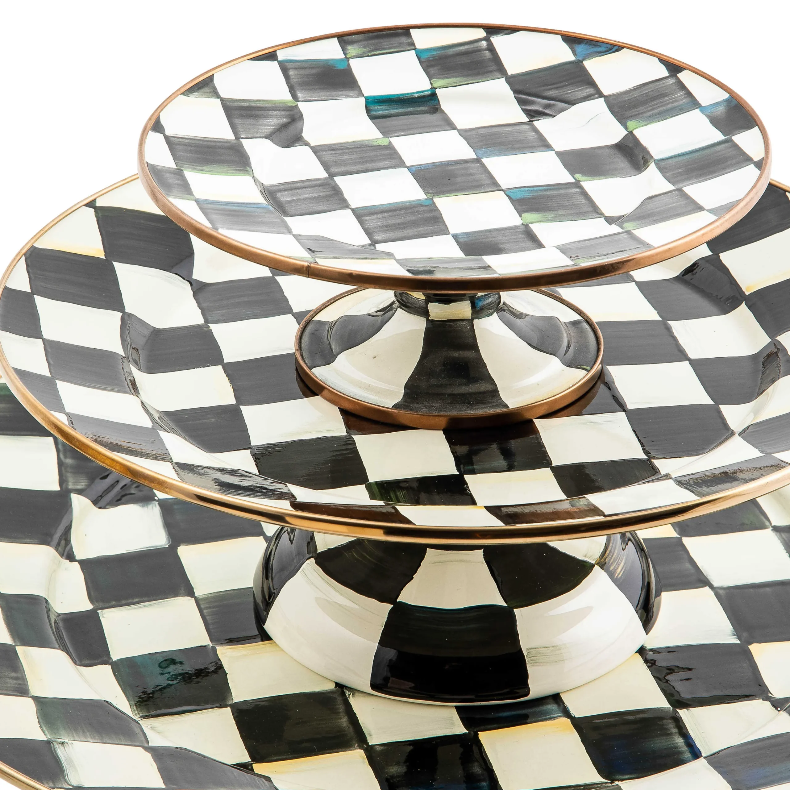 Courtly Check Enamel Pedestal Platter - Large|MacKenzie-Childs Sale