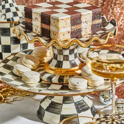 Courtly Check Enamel Pedestal Platter - Large|MacKenzie-Childs Sale