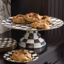 Courtly Check Enamel Pedestal Platter - Large|MacKenzie-Childs Sale