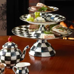 Courtly Check Enamel Pedestal Platter - Large|MacKenzie-Childs Sale