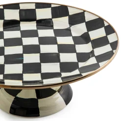 Courtly Check Enamel Pedestal Platter - Small|MacKenzie-Childs Online