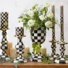 Courtly Check Enamel Pedestal Vase - Green Bow|MacKenzie-Childs