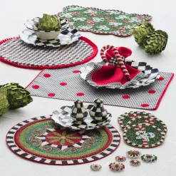 Courtly Check Enamel Petal Salad/Dessert Plate|MacKenzie-Childs Clearance