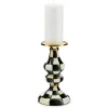 Courtly Check Enamel Pillar Candlestick - Medium|MacKenzie-Childs Discount