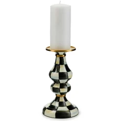 Courtly Check Enamel Pillar Candlestick - Medium|MacKenzie-Childs Discount