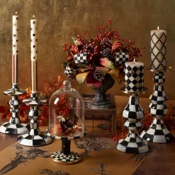 Courtly Check Enamel Pillar Candlestick - Large|MacKenzie-Childs Hot