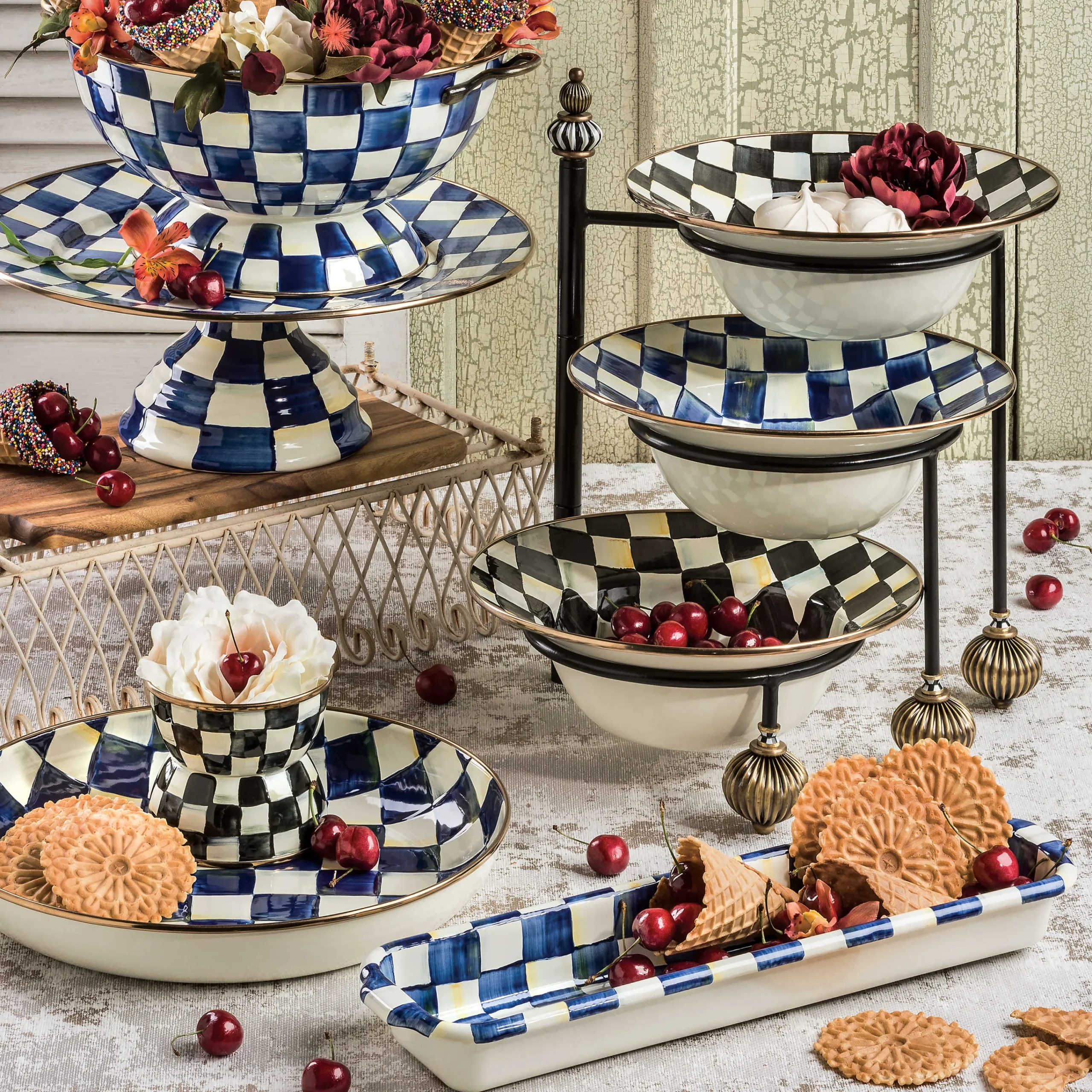 Courtly Check Enamel Pinch Bowl|MacKenzie-Childs