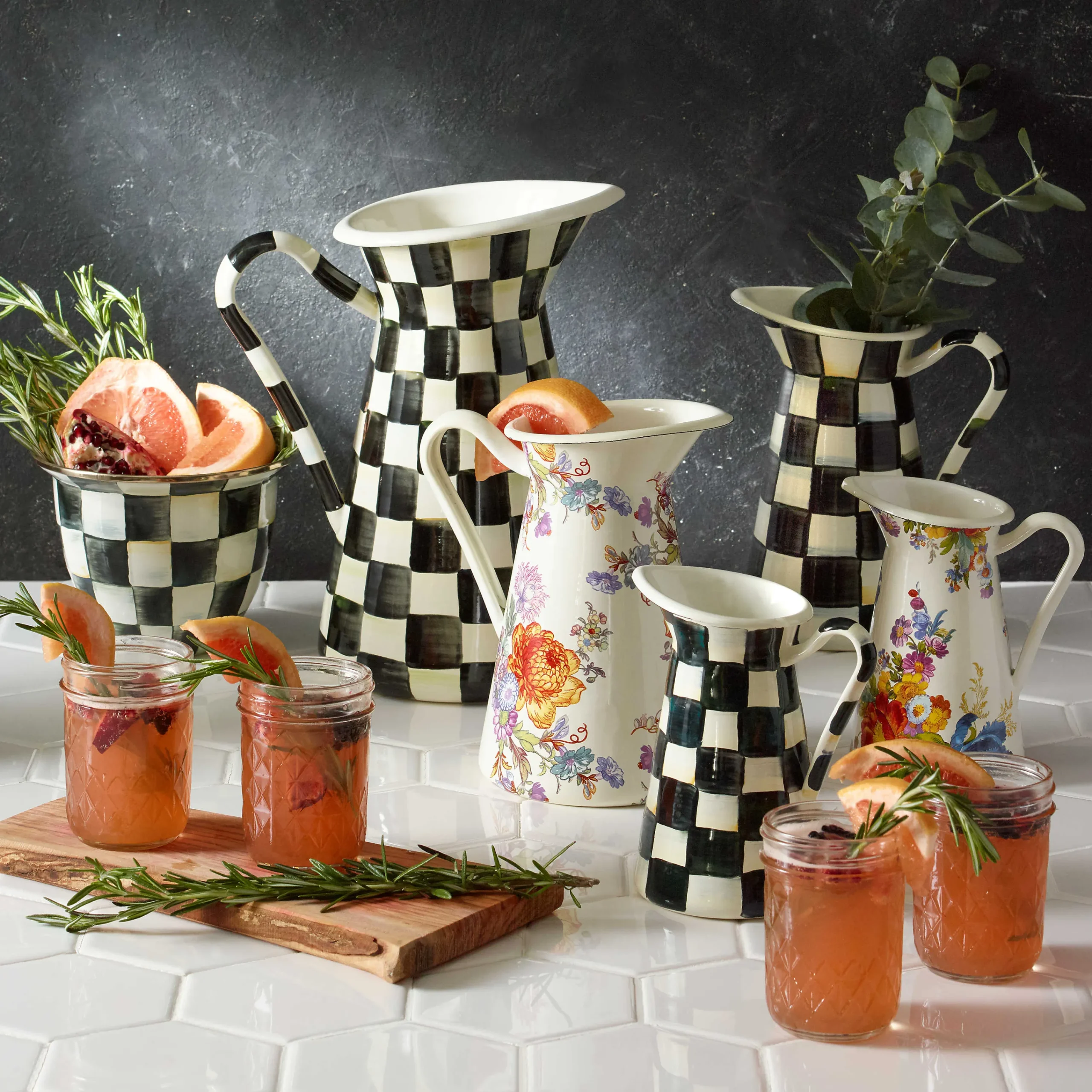 Courtly Check Enamel Practical Pitcher - Large|MacKenzie-Childs Outlet