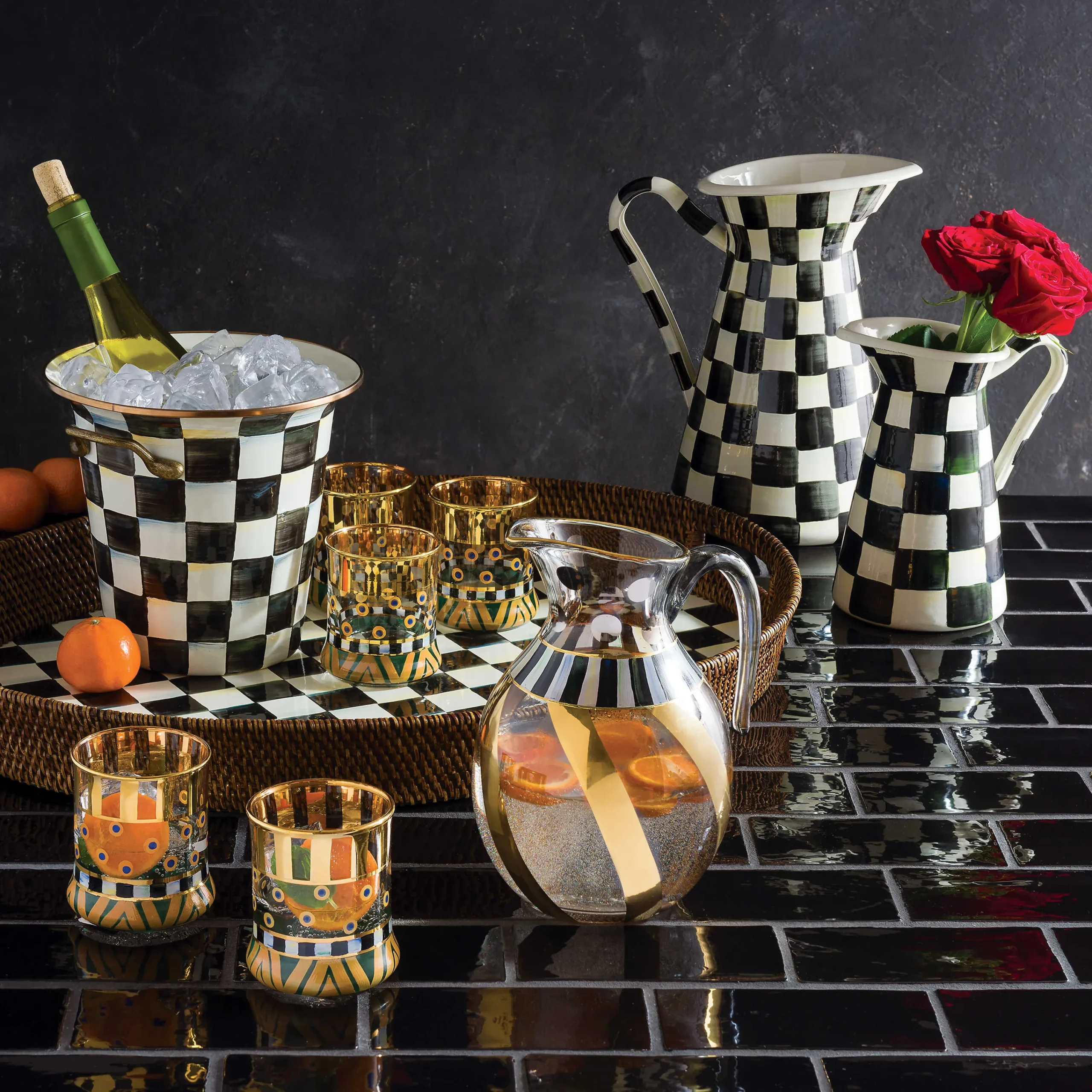 Courtly Check Enamel Practical Pitcher - Medium|MacKenzie-Childs Online