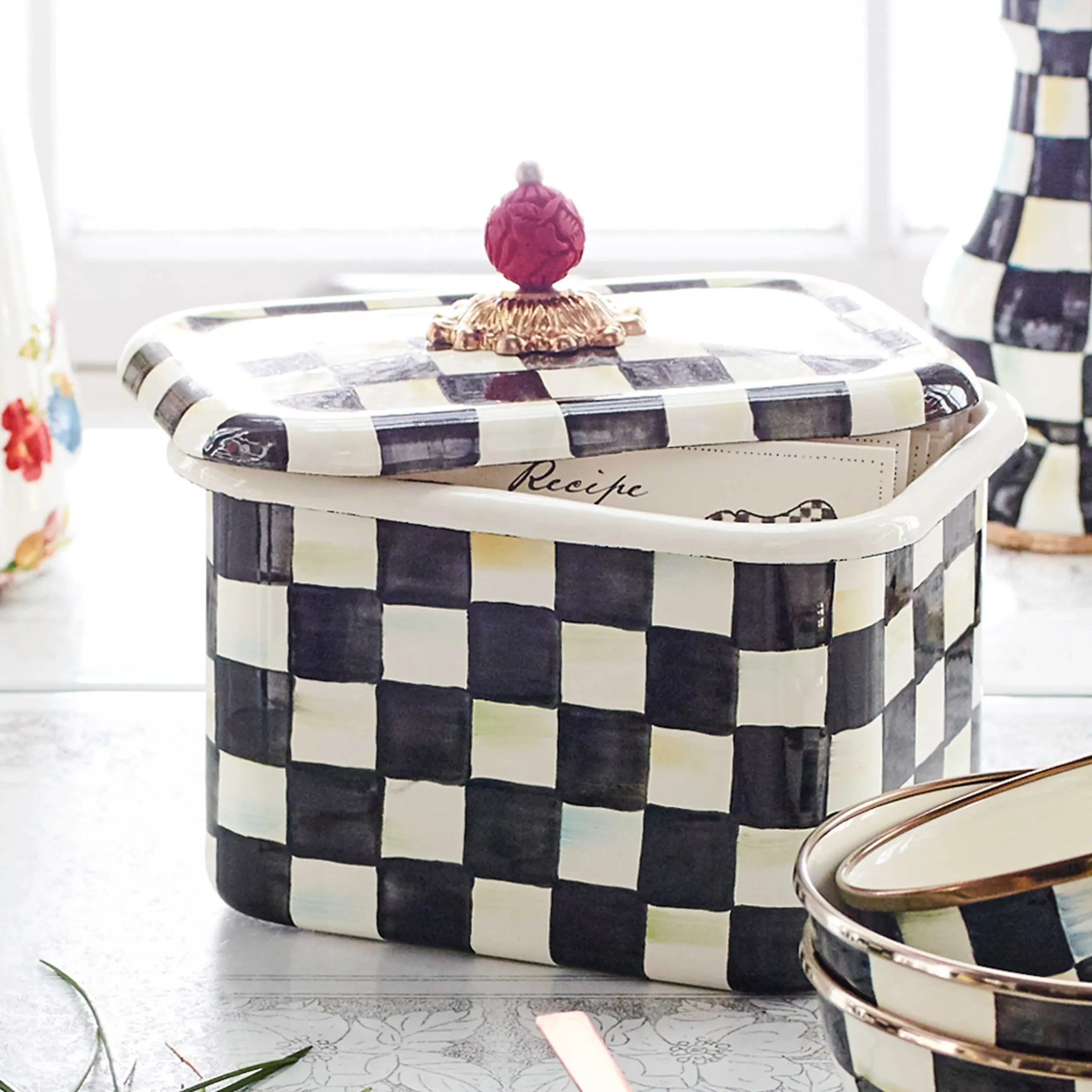 Courtly Check Enamel Recipe Box|MacKenzie-Childs Outlet