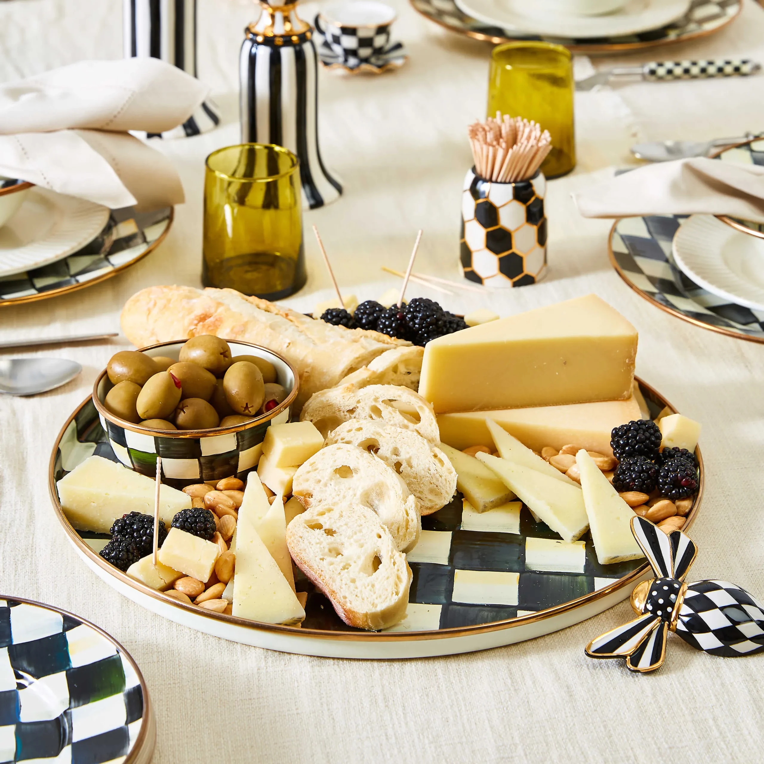 Courtly Check Enamel Round Tray|MacKenzie-Childs Outlet