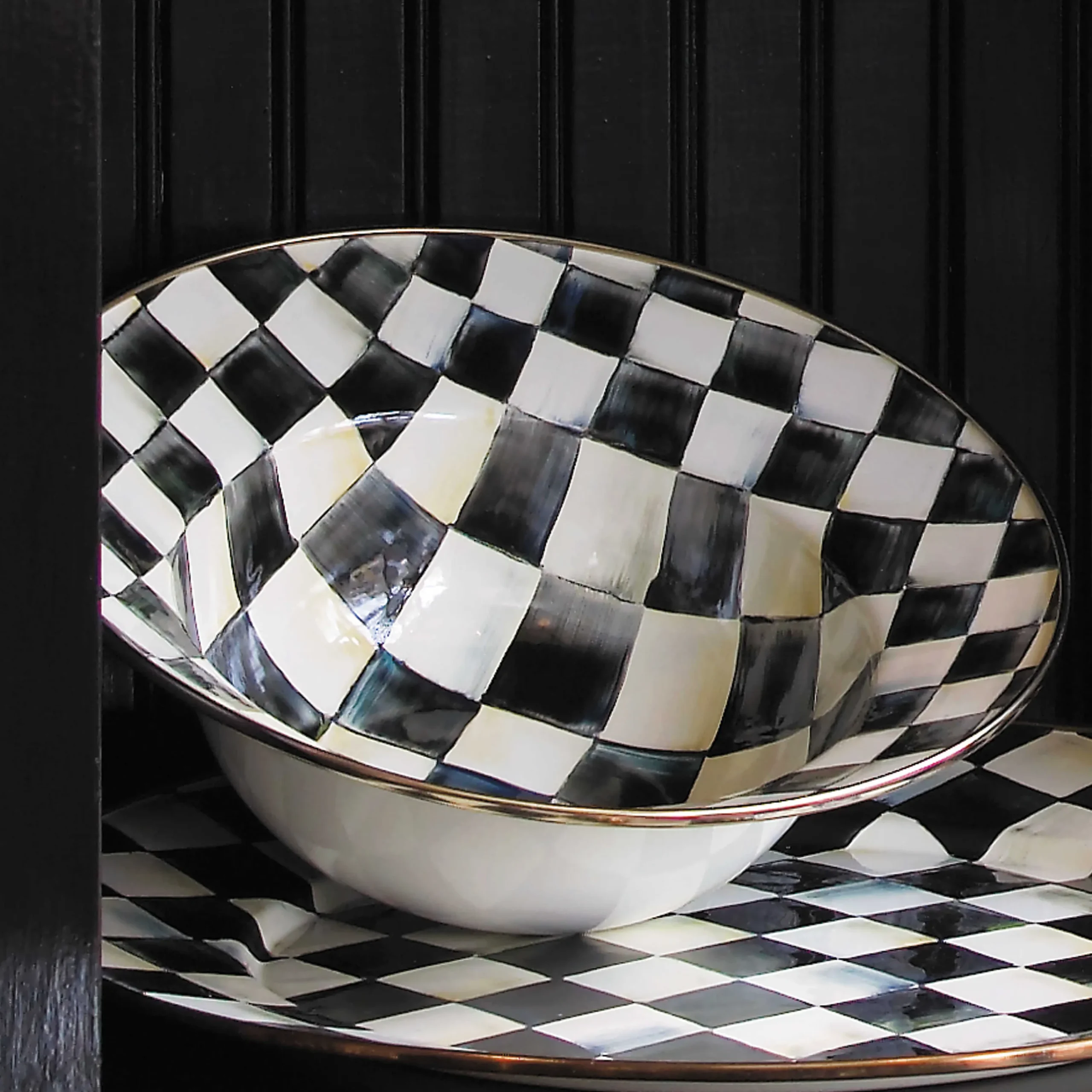 Courtly Check Enamel Serving Bowl|MacKenzie-Childs Discount