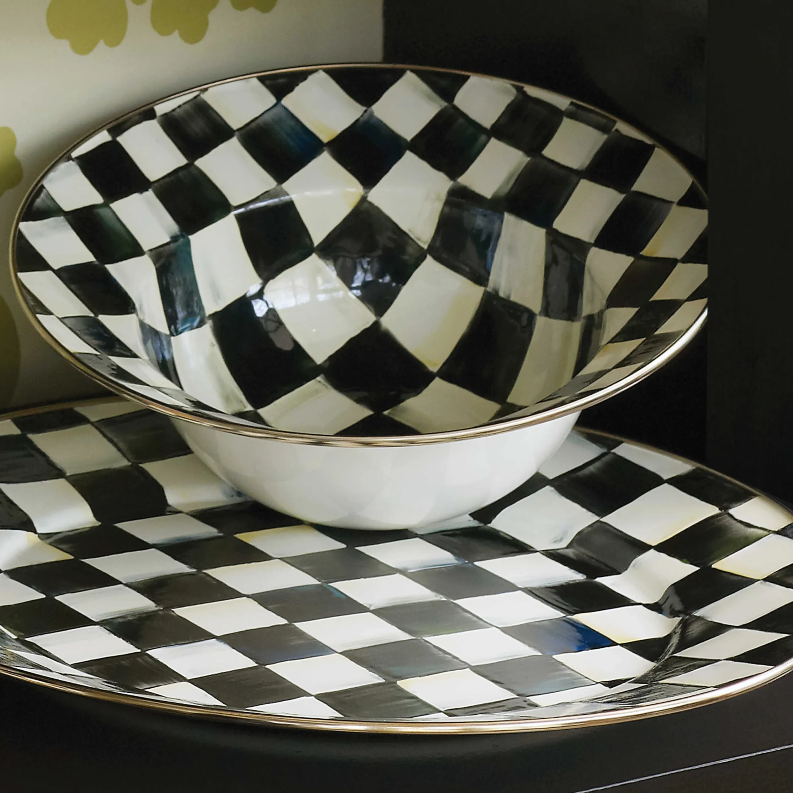 Courtly Check Enamel Serving Bowl|MacKenzie-Childs Discount