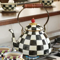 Courtly Check Enamel Tea Kettle - 3 Quart|MacKenzie-Childs Discount